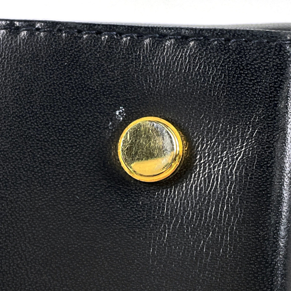 Salvatore Ferragamo Motif Handbag Leather Shoulder Heel Logo Black Bag